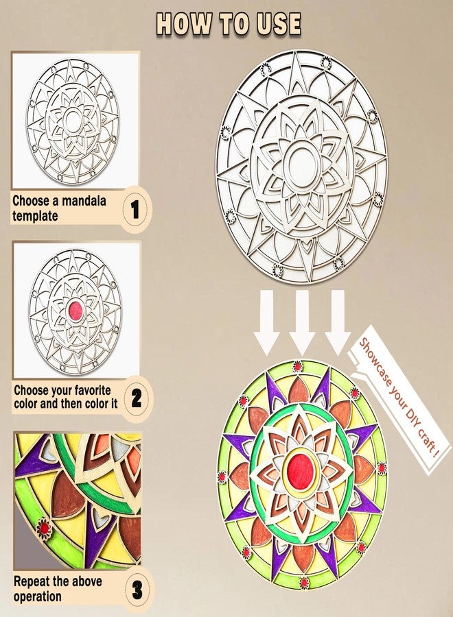 ام ال او ال ام مجموعة رانجولي خشبية قابلة لإعادة الاستخدام مكونة من 6 قطع لعيد ديوالي | اصنع بنفسك فن ماندالا الرملي مع سجادة ديوالي وقلم | زينة المهرجانات الهندية ورأس السنة الجديدة (ماندالا مع قلم) - Image 3